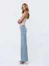 Mid Rise Light Wash Twisted Seam Palazzo Jeans