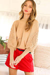Pom Pom Balloon Knit Sweater