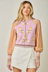 Floral Sweater Bomber Jacket