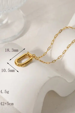 Gold Plated 16" Paperclip with Ring Necklace