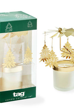 Christmas Winter Pine Tree Carousel Candle