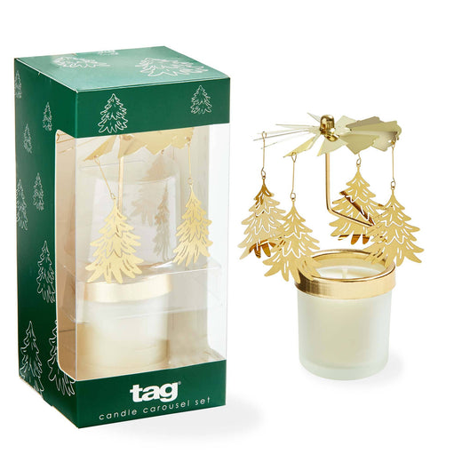 Christmas Winter Pine Tree Carousel Candle