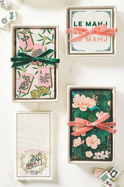 Ceramic Guest Napkin Tray + Napkins - Tiles