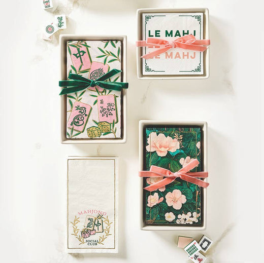 Ceramic Guest Napkin Tray + Napkins - Tiles
