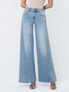 Mid Rise Light Wash Twisted Seam Palazzo Jeans