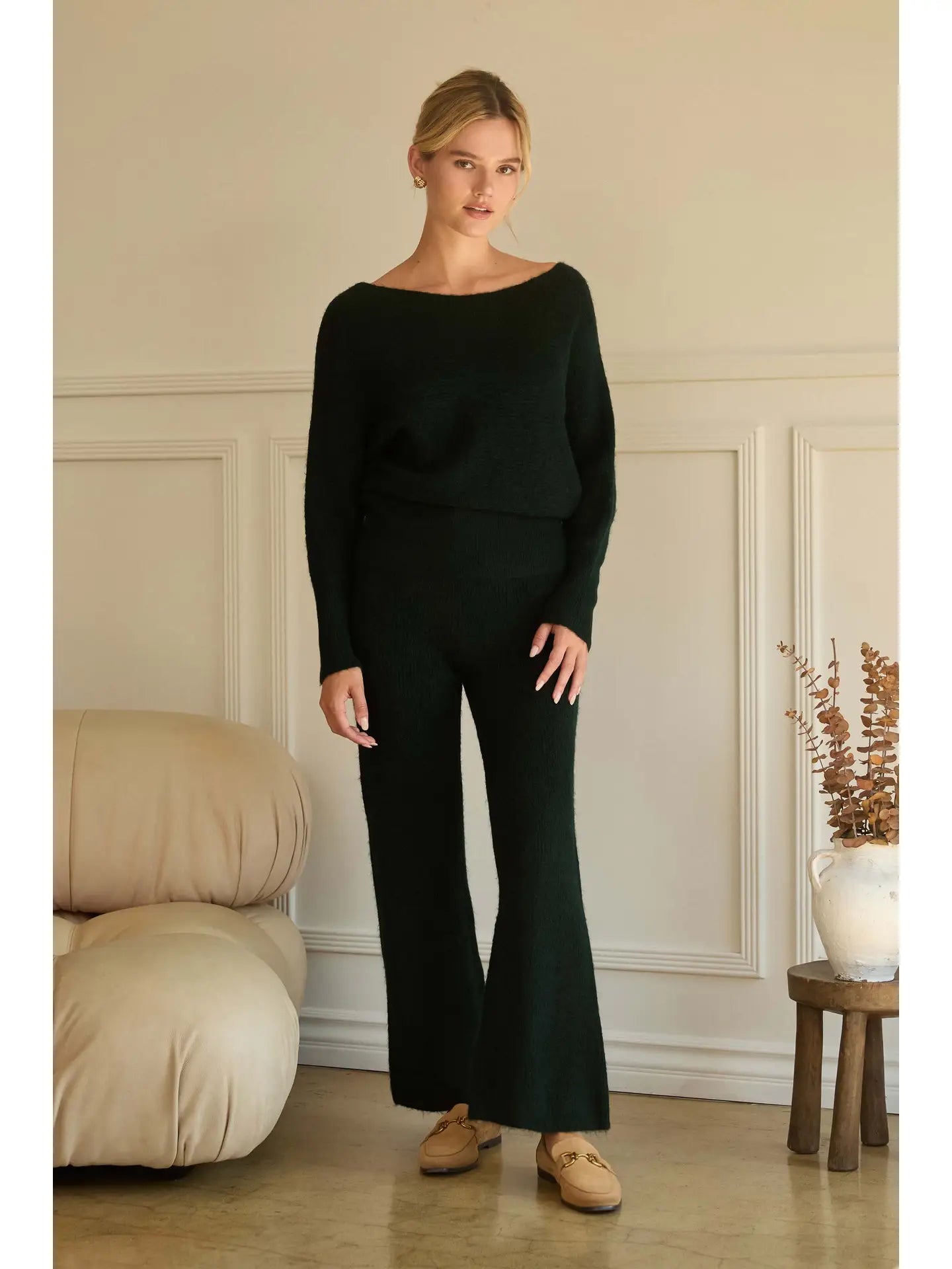 Off Shoulder Rib-Knit Sweater