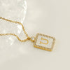 Rhinestone Shell Initial Charm Necklace