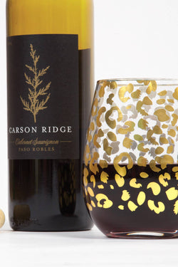Gold Leopard Stemless Wine Glass