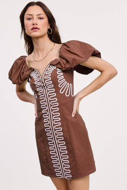 Embroidery Detail Linen Dress