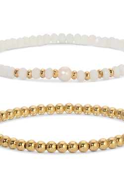 Beaded Duo Pearl Bracelet Set