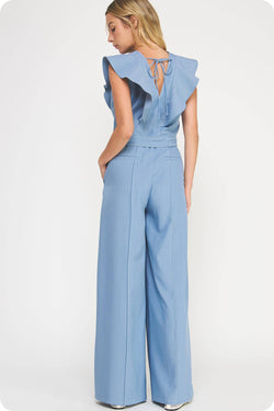 Top Stitch Wide Leg Trousers