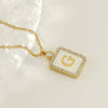 Rhinestone Shell Initial Charm Necklace