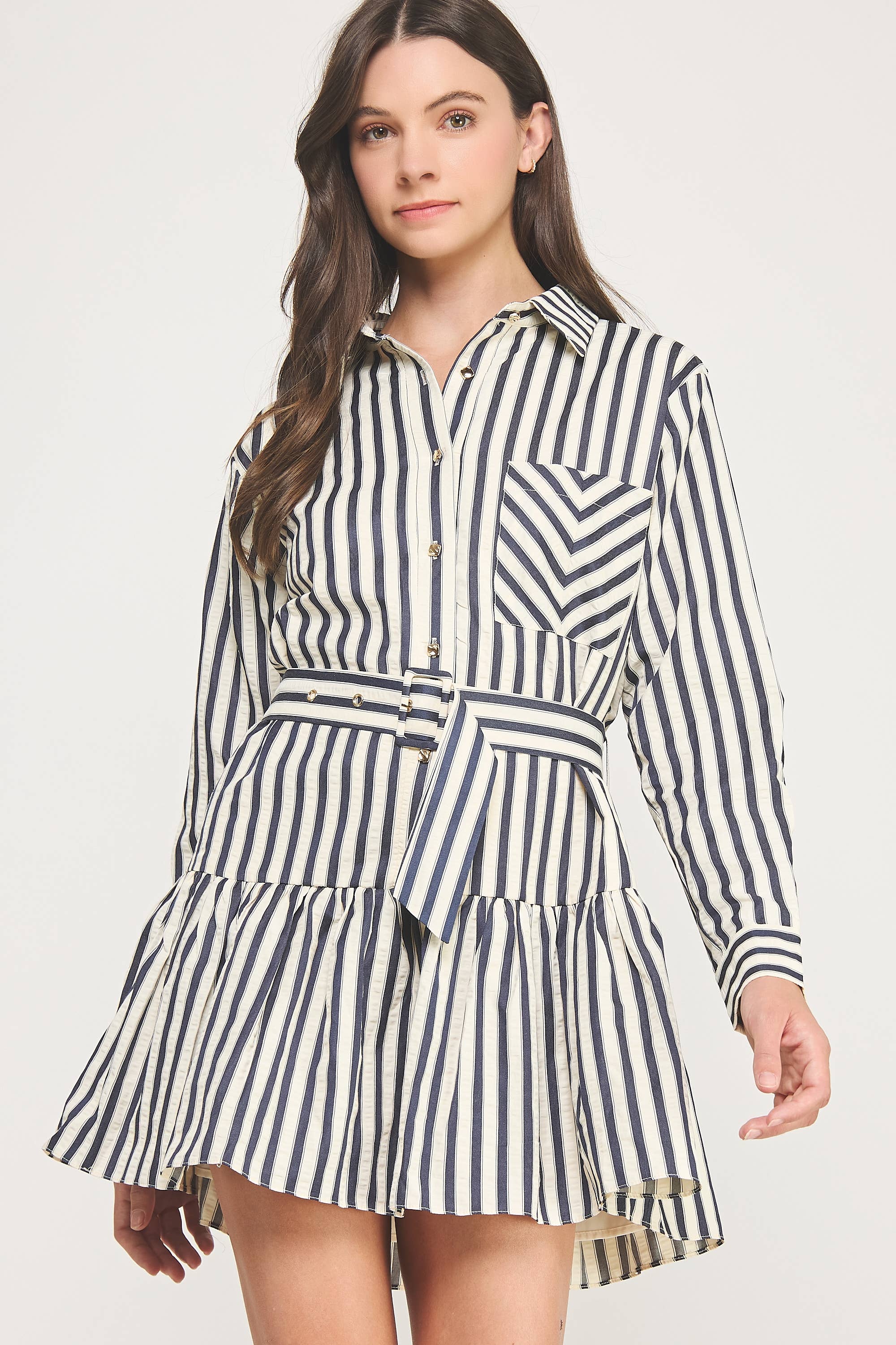 Striped Button Down Mini Dress