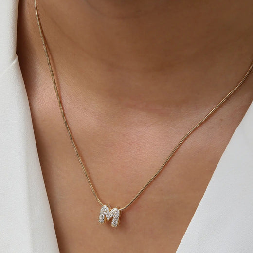 Rhinestone Gold Initial Letter Necklace