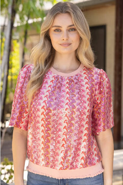 Vertical Stripe Sequins Top