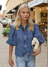 Balloon Sleeve Denim Top