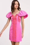 Embroidery Detail Linen Dress