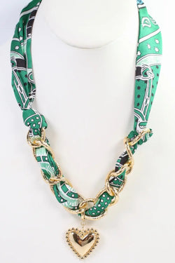 Santee Scarf Charm Necklace Green