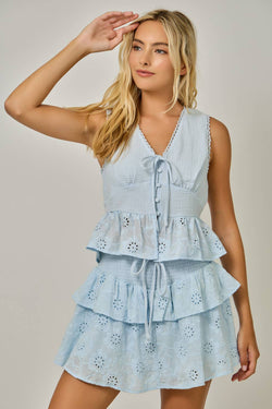 Floral Eyelet Lace Peplum Blouse