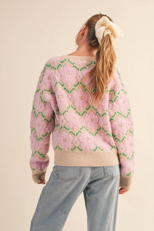 Fuzzy Floral Sweater