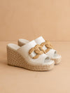 Aime White Wedge Slide