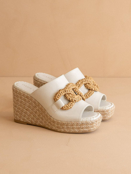 Aime White Wedge Slide