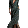 Women Long Sleeve Plaid Shirt Dress