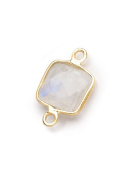 Vermeil Bezel Rainbow Moonstone Square Charm
