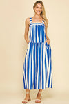 Striped Ribbon Back Midi Dress