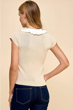 Knit Ruffled Collar Top