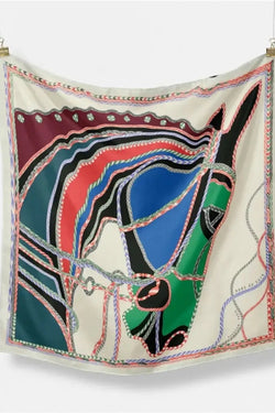 Horse Print Silk Blend Scarf