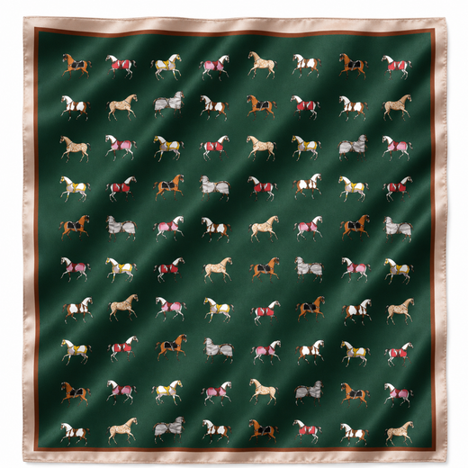 Equestrian Print Satin Scarf