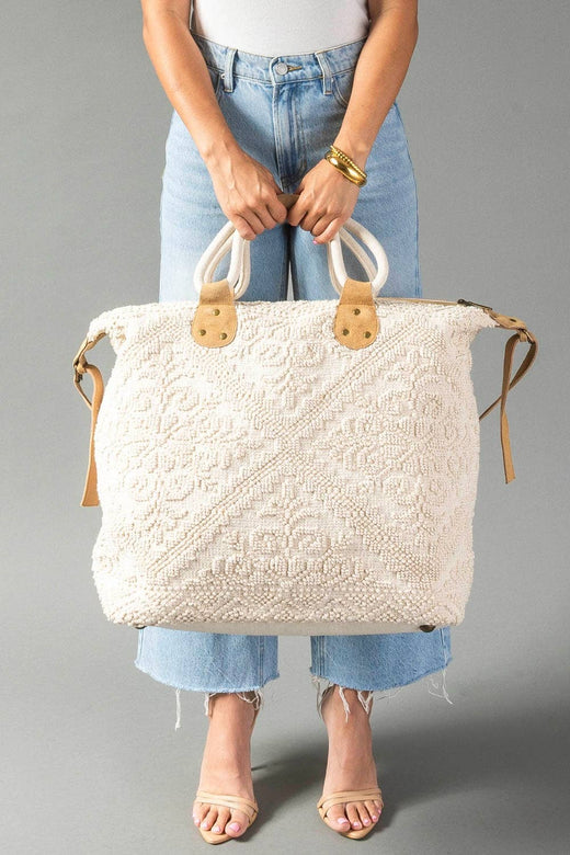 Cream Textured Tote