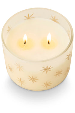 Winter White Frosted Star Candle