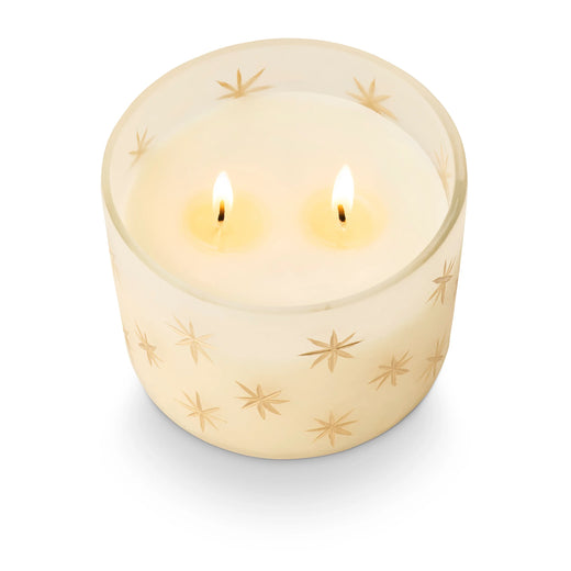 Winter White Frosted Star Candle