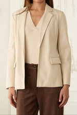 Faux Leather Open Blazer