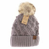 Bobble Knit Fur Pom C.C Beanie Hat