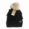 Bobble Knit Fur Pom C.C Beanie Hat