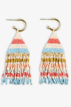 James Amalfi Mini Gold Hoop Beaded Fringe Earrings