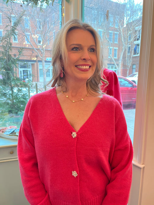 Jeweled Button Accent Sweater