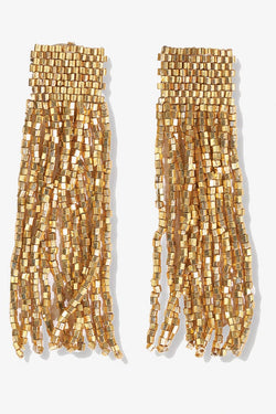 Marilyn Solid Beaded Fringe Earring Gold