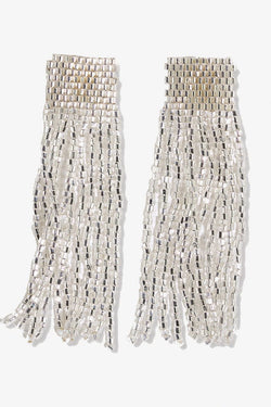 Marilyn Solid Beaded Fringe Earring Silver