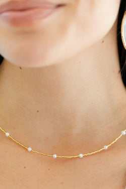 Short Pearl Accented Miyuki Necklace