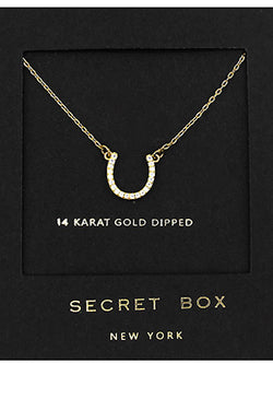 14K Gold Dipped Paved Horseshoe Necklace