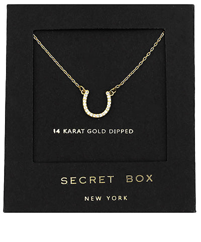 14K Gold Dipped Paved Horseshoe Necklace