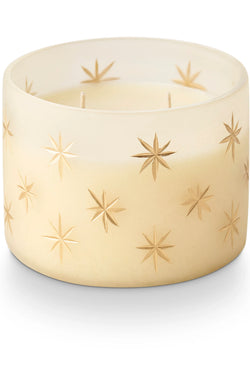 Winter White Frosted Star Candle