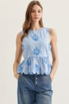 Botanical Scallop Hem Shirt