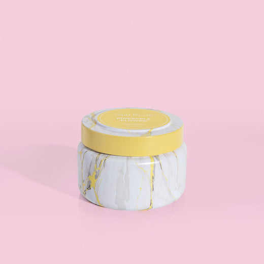 8.5oz Pineapple Flower Modern Marble Travel Tin Candle
