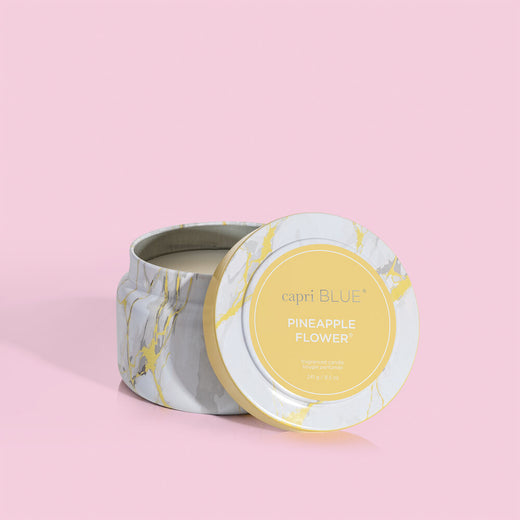 8.5oz Pineapple Flower Modern Marble Travel Tin Candle