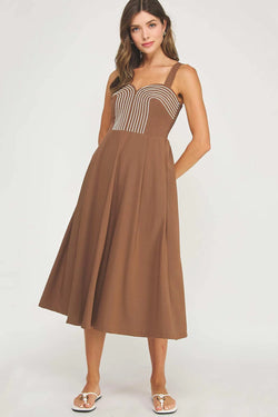 Braid Embroidery Pleated Dress